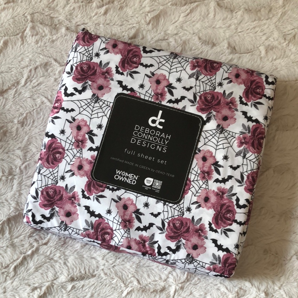 Pink Floral & Spiderweb Full Sheet Set
